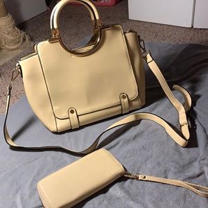 Bag + wallet set new never used beige color